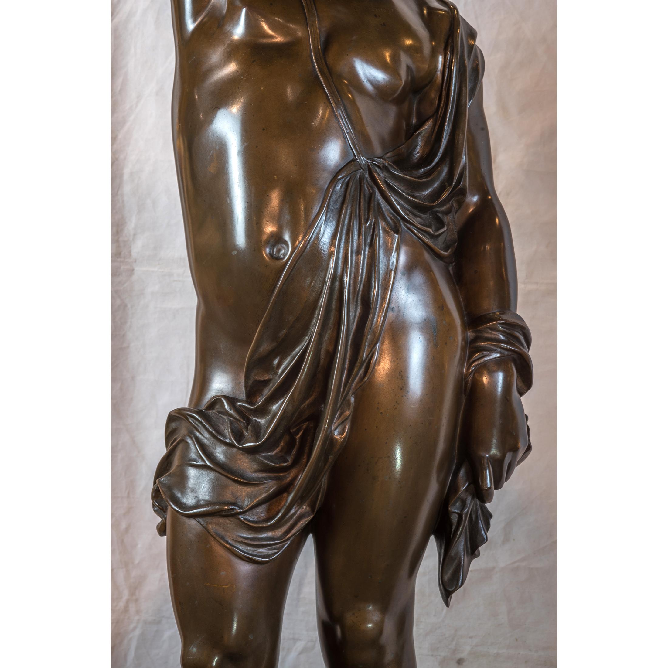 Exposition Pair of Monumental Patinated Bronze Figural Torchères, 1867 For Sale 5