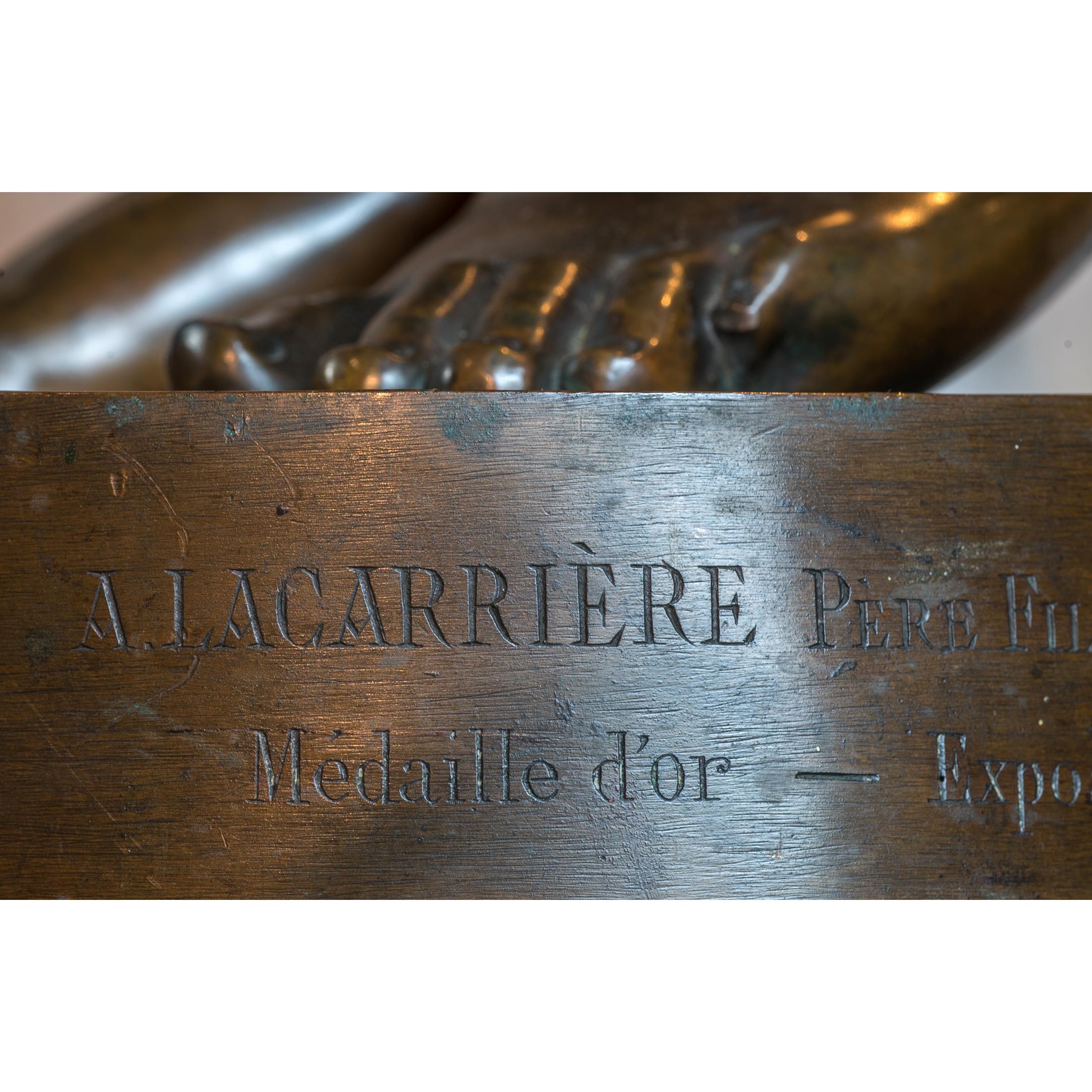 Exposition Pair of Monumental Patinated Bronze Figural Torchères, 1867 For Sale 7