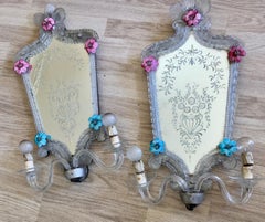 Fine Pair of Murano Wall Lights by SALIR, Italy, 1920