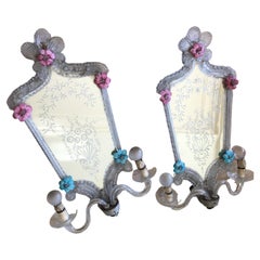 Antique Fine Pair of Murano Wall Lights by SALIR, Italy, 1920