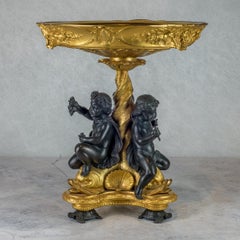 Fine Quality Match Pair of Napoleon III Silvered and Gilt Bronze Figural Tazza