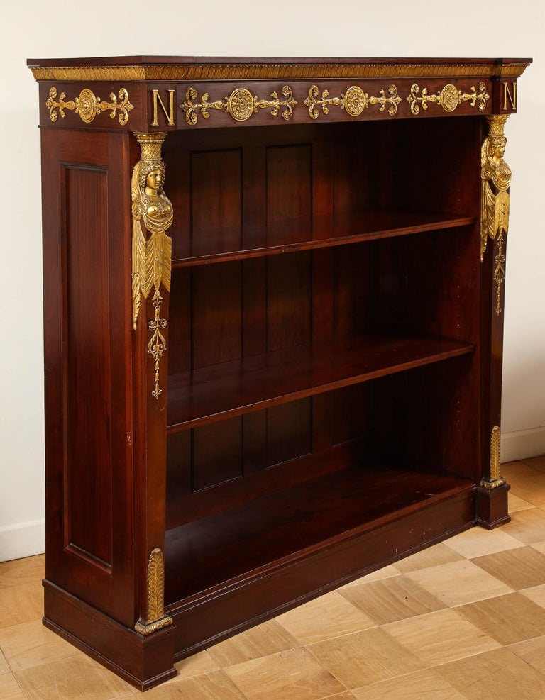 Fine Pair of Napoleonic Antique French Empire Period Mahogany Bookcases