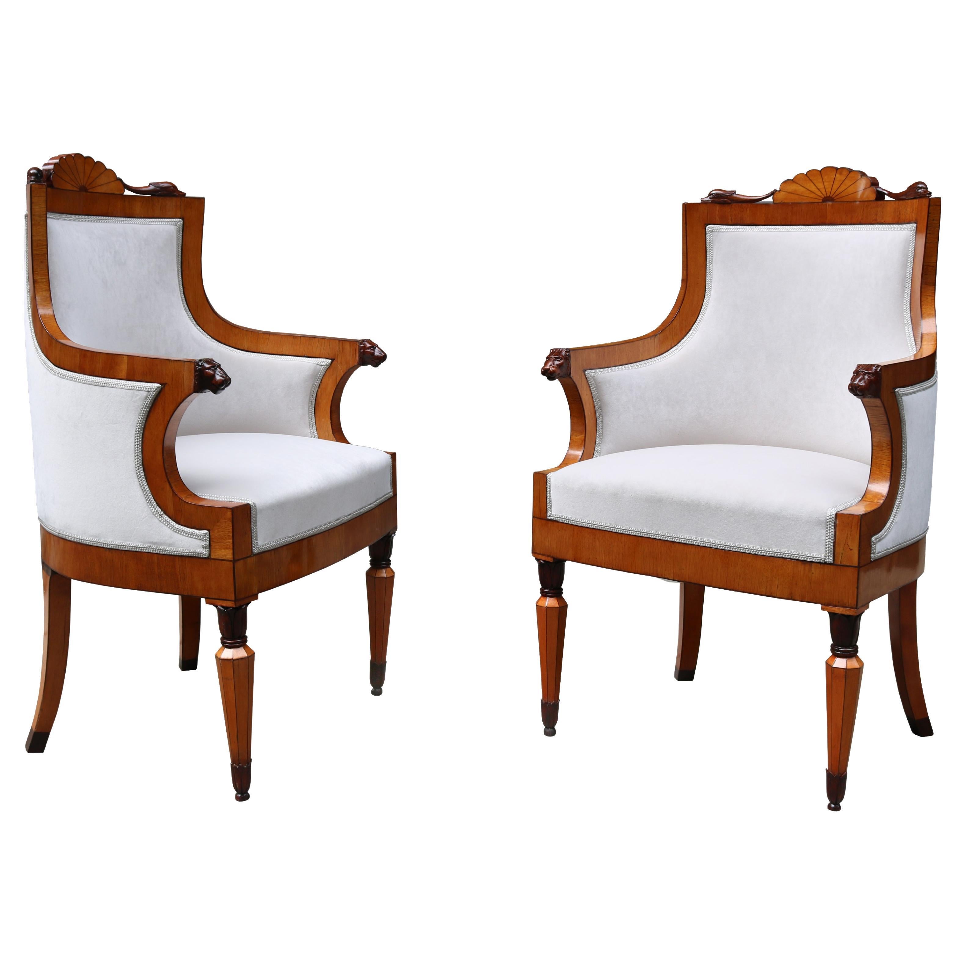Fine Pair of Neoclassical Armchairs For Sale