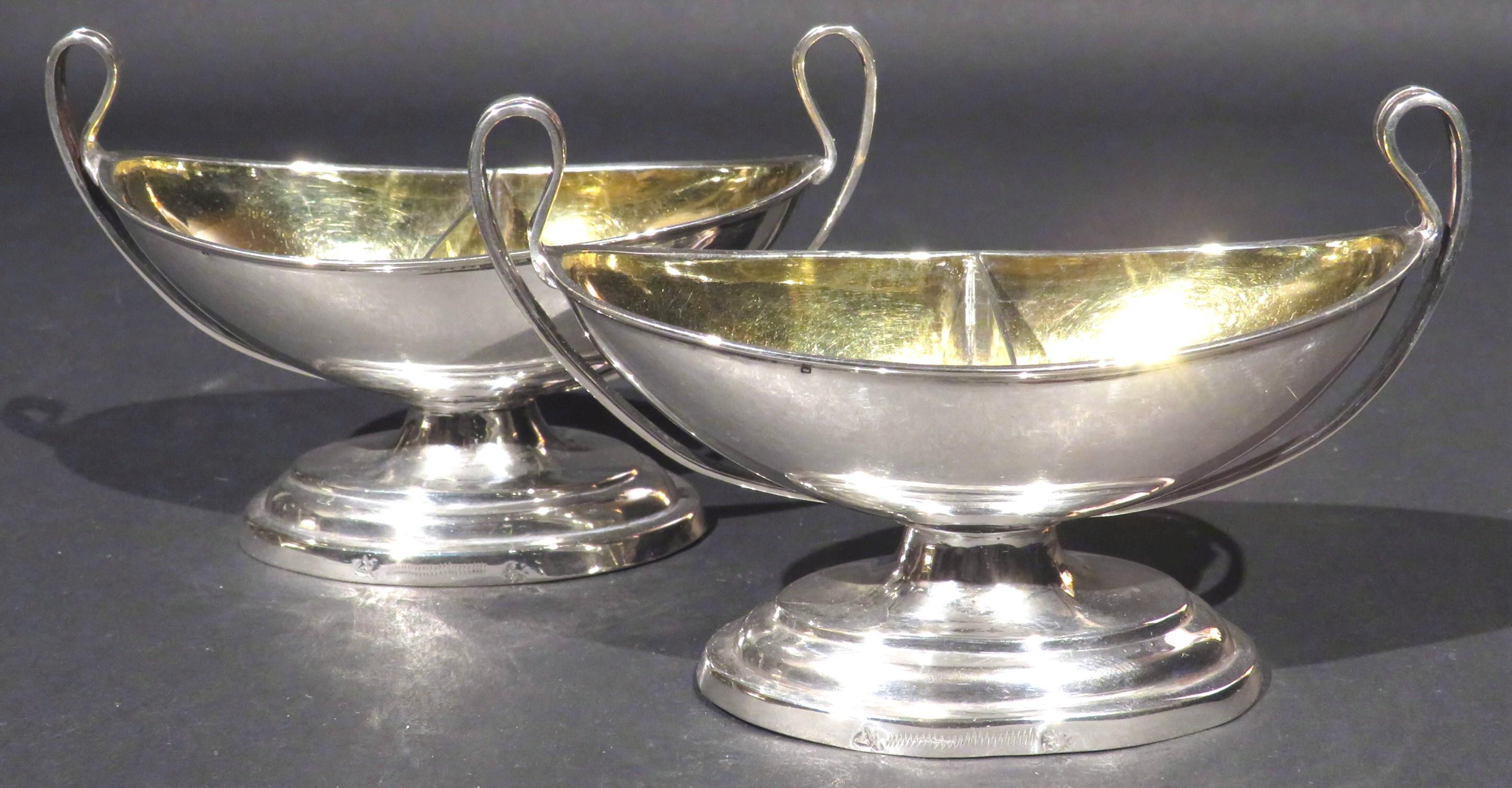 Fine Pair of Neoclassical Inspired German Silver Double Salt Cellars, circa 1830 In Good Condition For Sale In Ottawa, Ontario