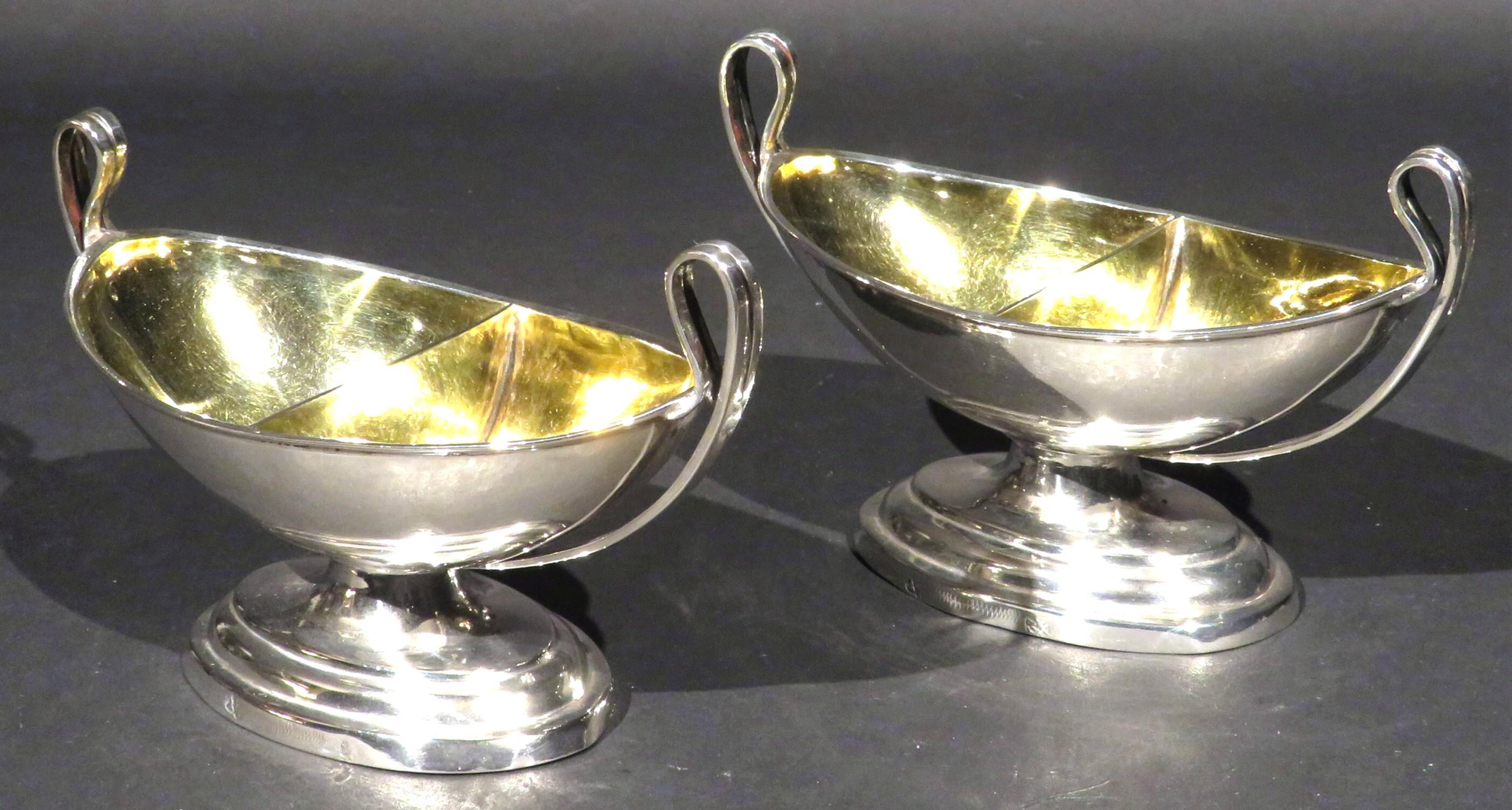 Fine Pair of Neoclassical Inspired German Silver Double Salt Cellars, circa 1830 For Sale 1