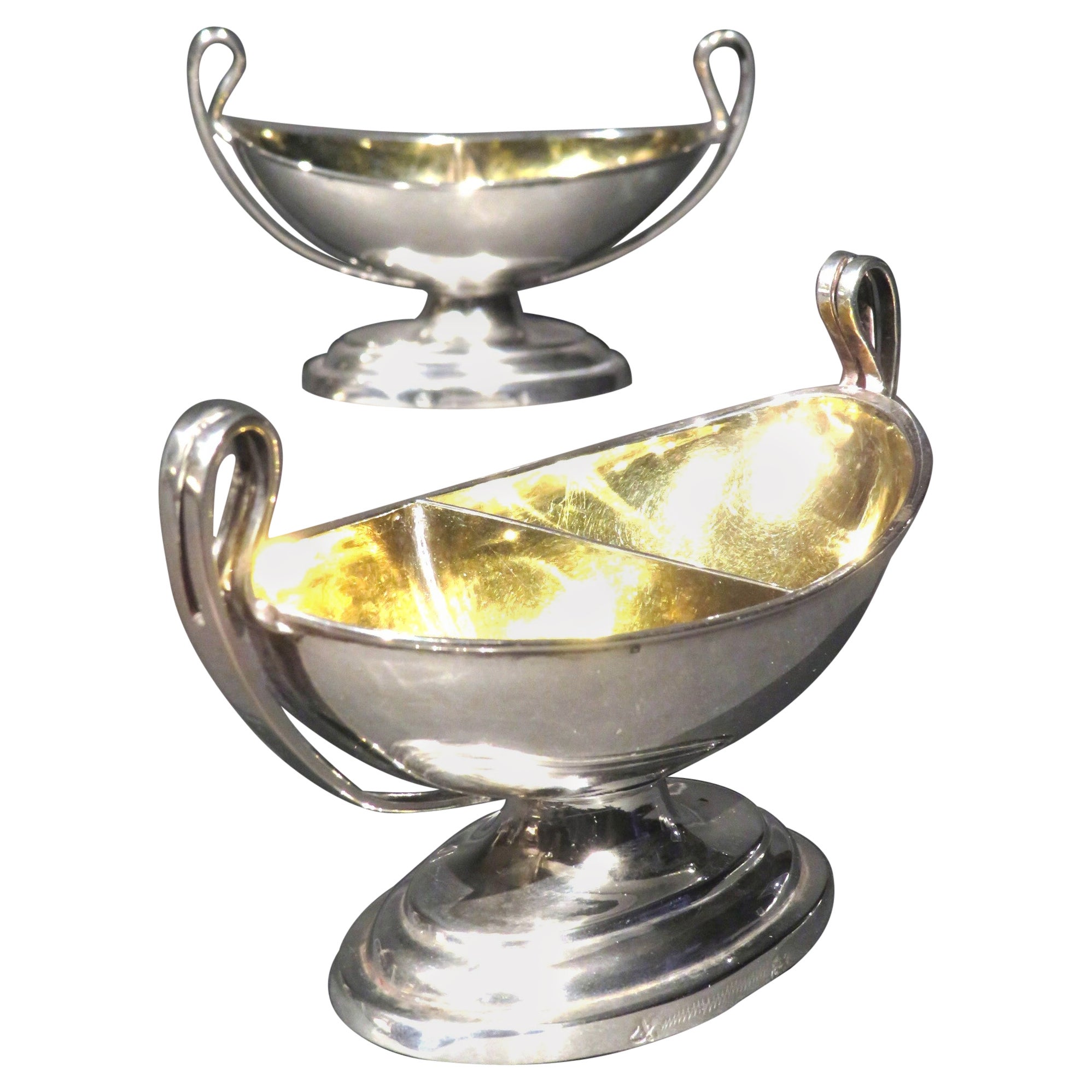 Fine Pair of Neoclassical Inspired German Silver Double Salt Cellars, circa 1830