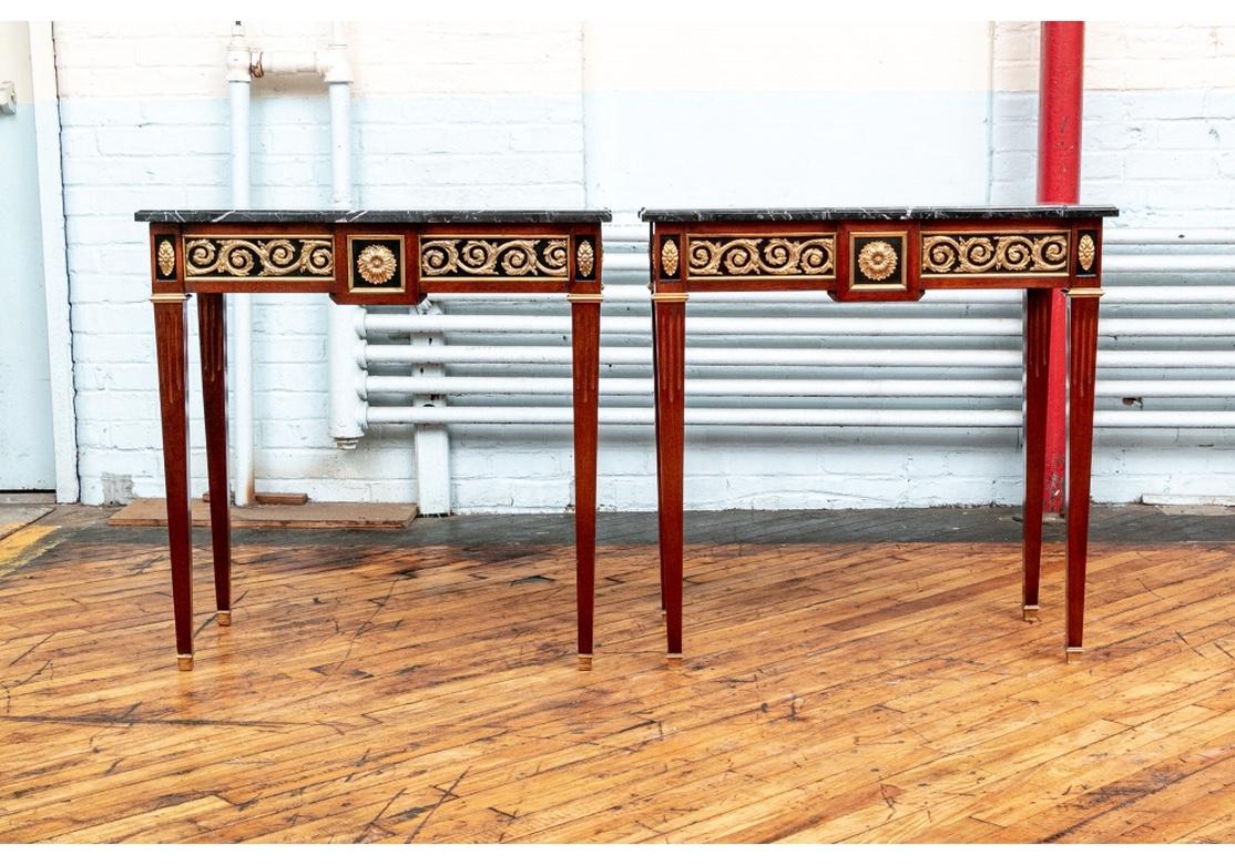 Fine Pair of Neoclassical Marble-Top Console Tables 2