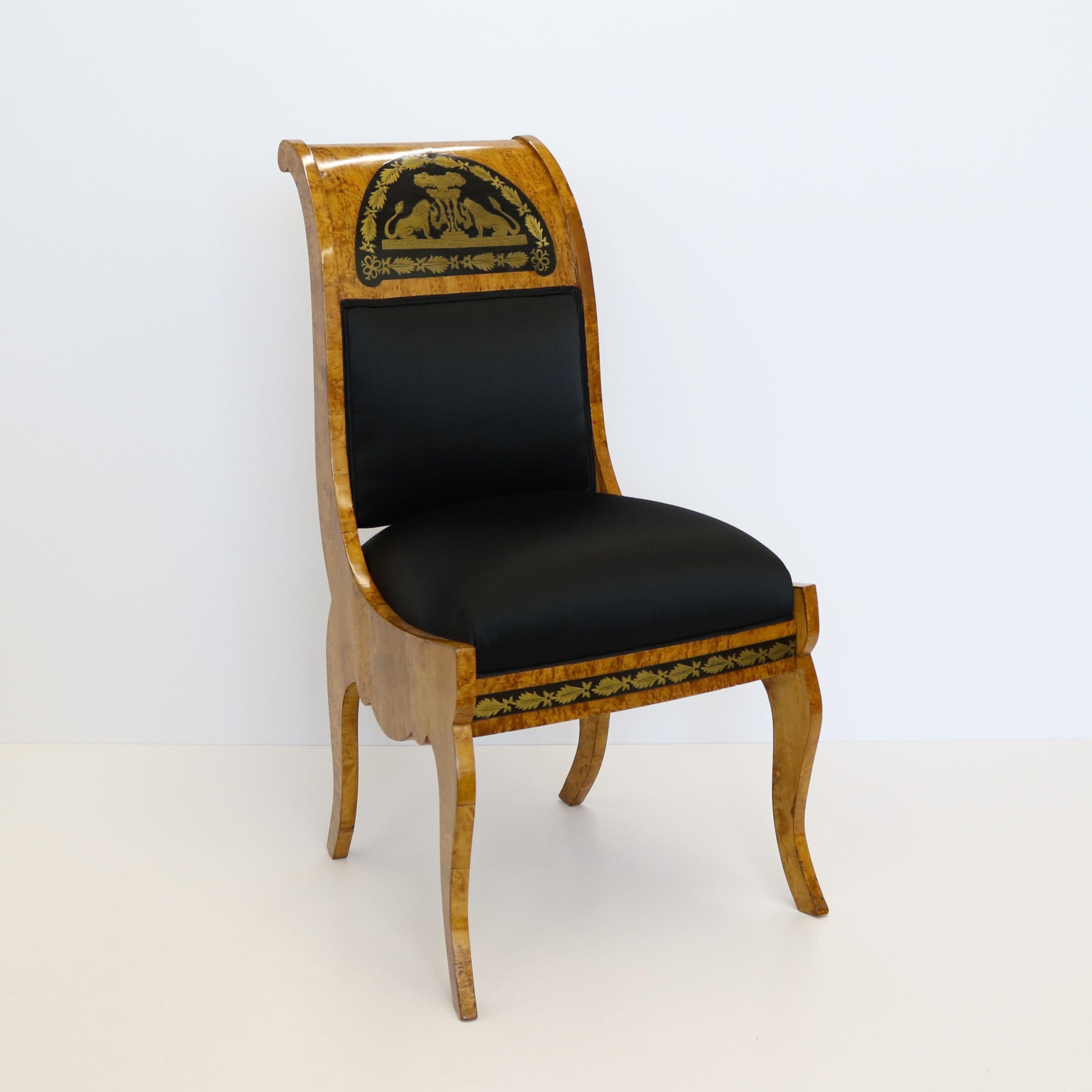 Ébénisé Paire de chaises d'appoint néoclassiques, vers 1850 en vente