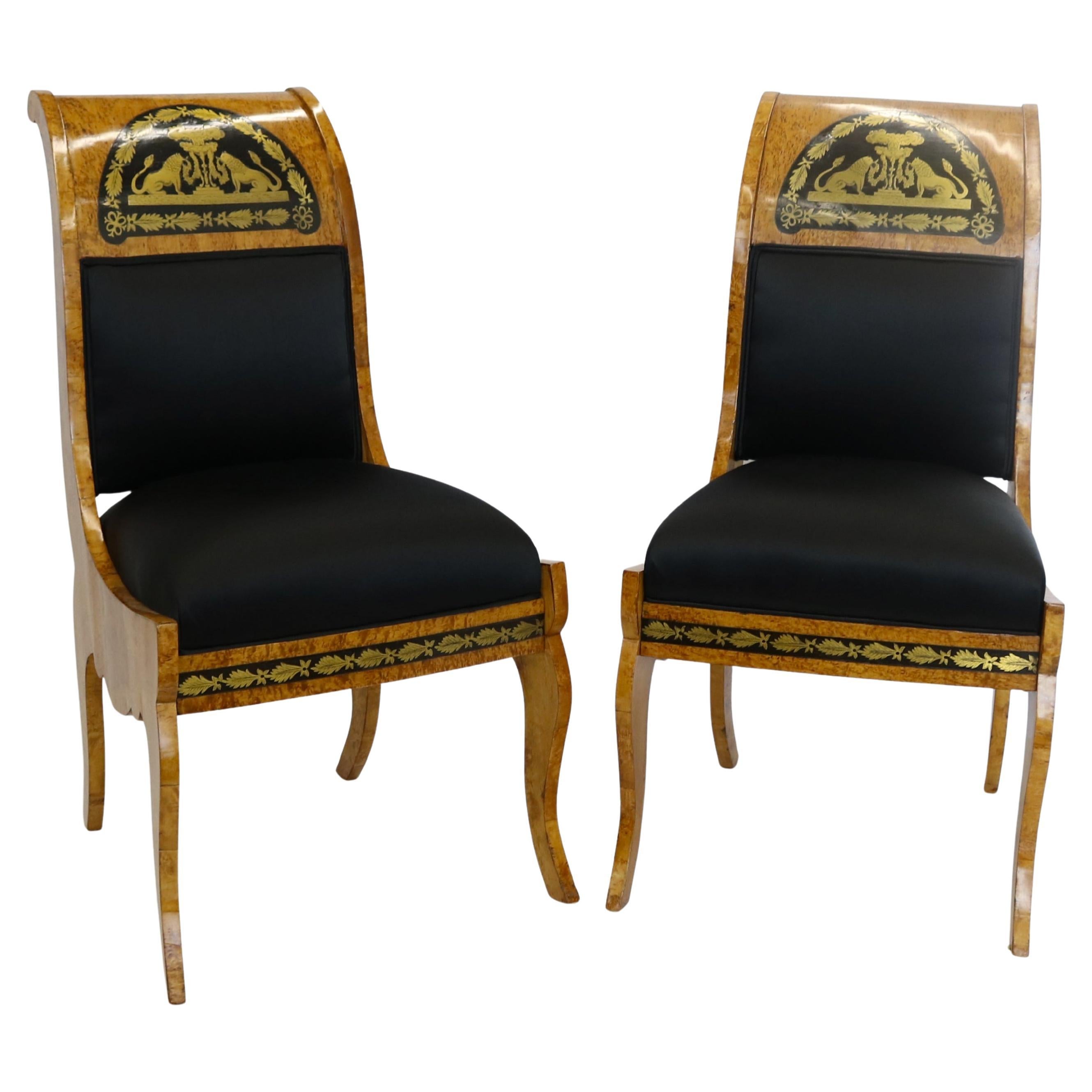 Paire de chaises d'appoint néoclassiques, vers 1850 en vente