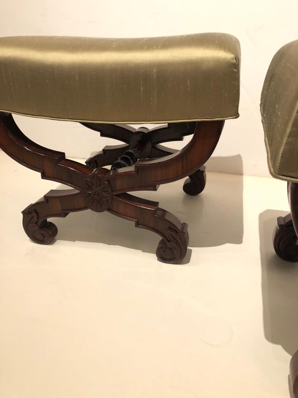 Early 19th Century Fine Pair of Neoclassical Stools For Sale