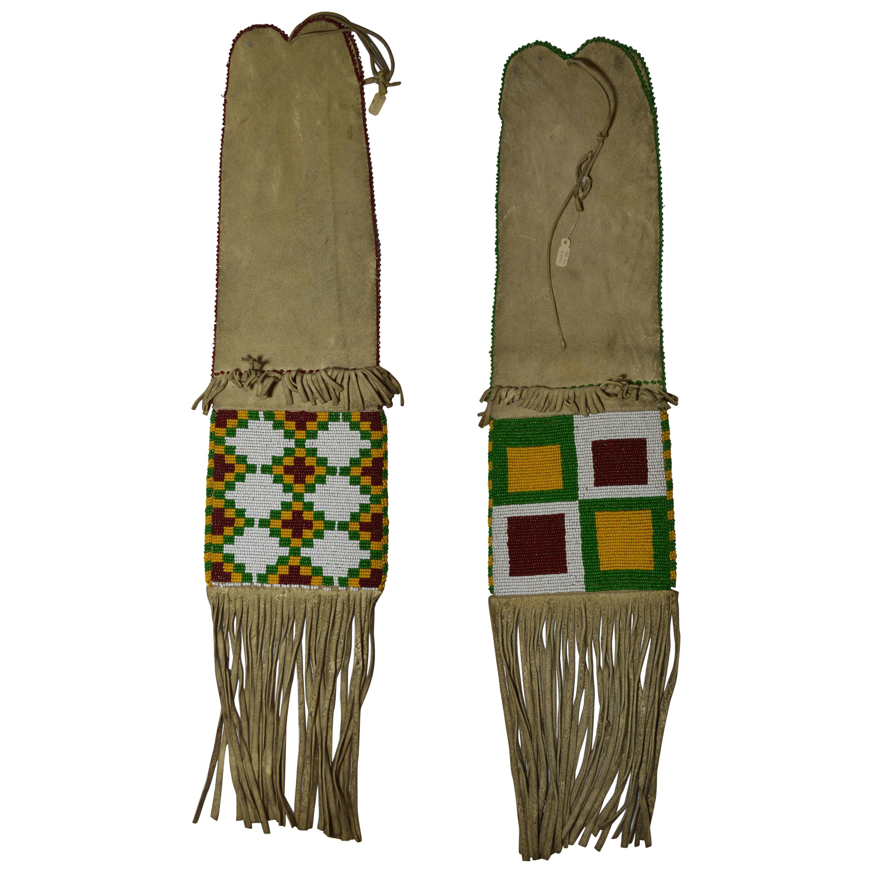 Fine Pair of Old Native American Indian Sarcee (Tsuut'ina) Beaded Pipe Bags