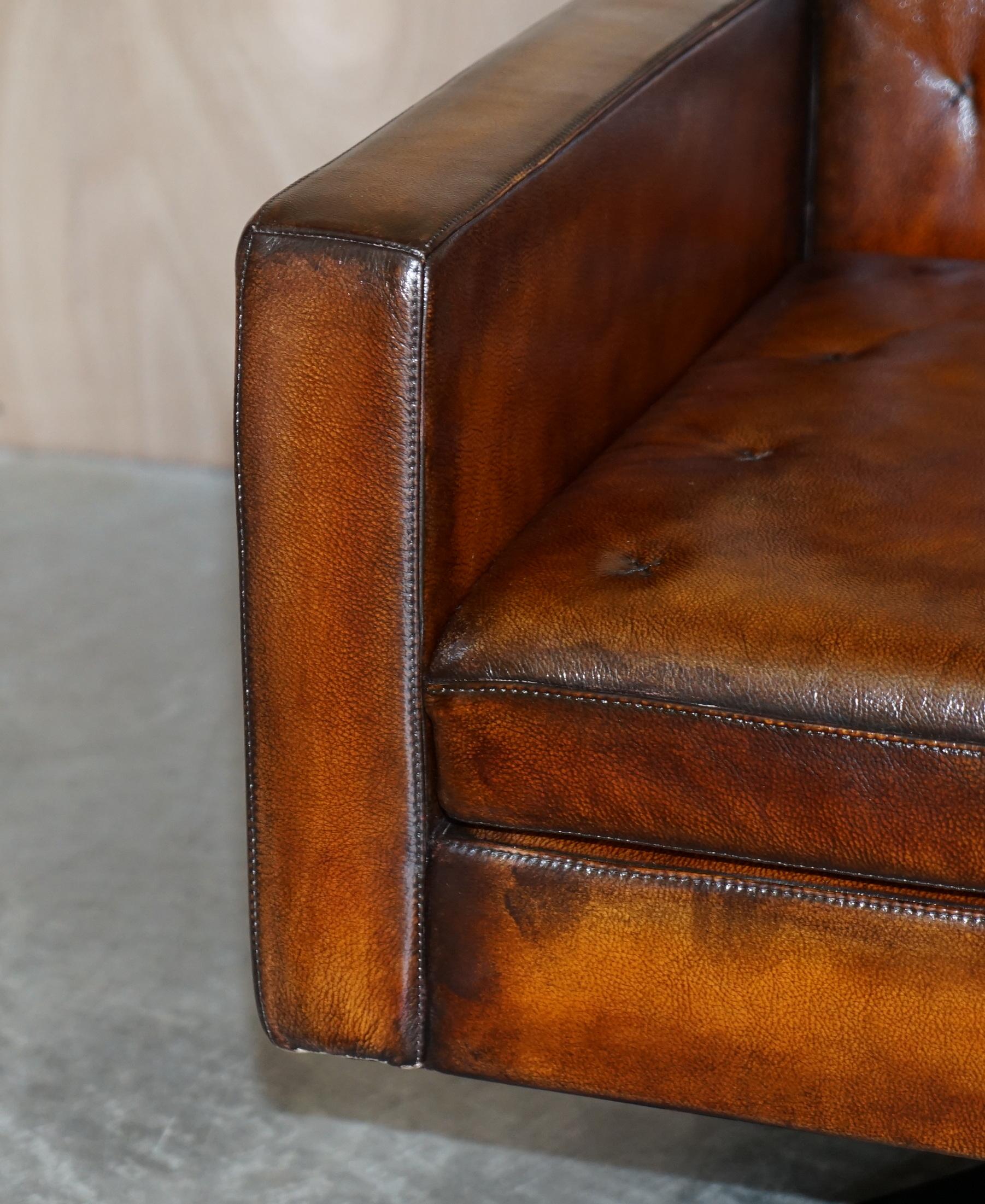 Fine Pair of One of a Kind Poltrona Frau Kennedee Brown Leather Swivel Armchairs 3