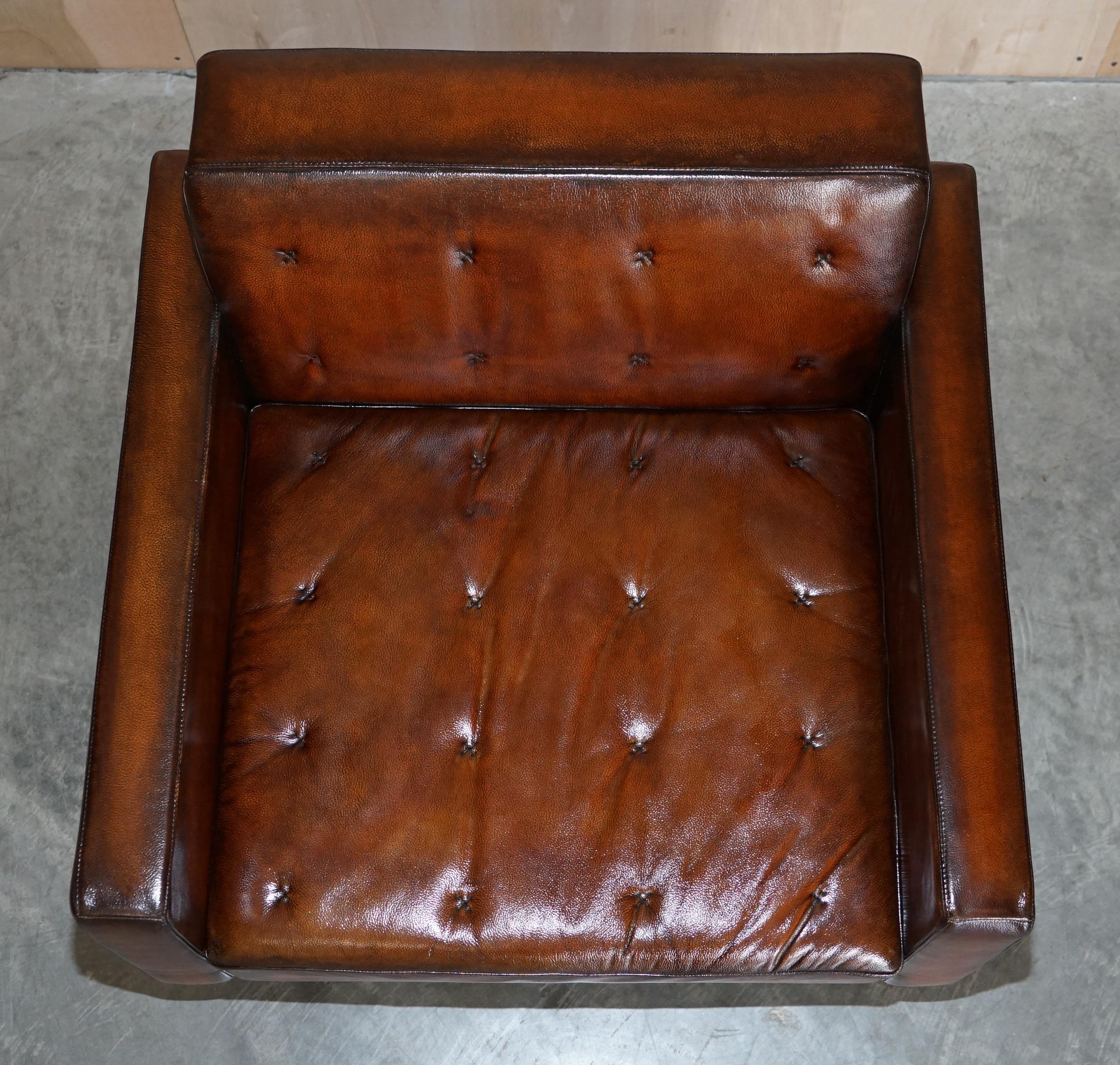 20th Century Fine Pair of One of a Kind Poltrona Frau Kennedee Brown Leather Swivel Armchairs