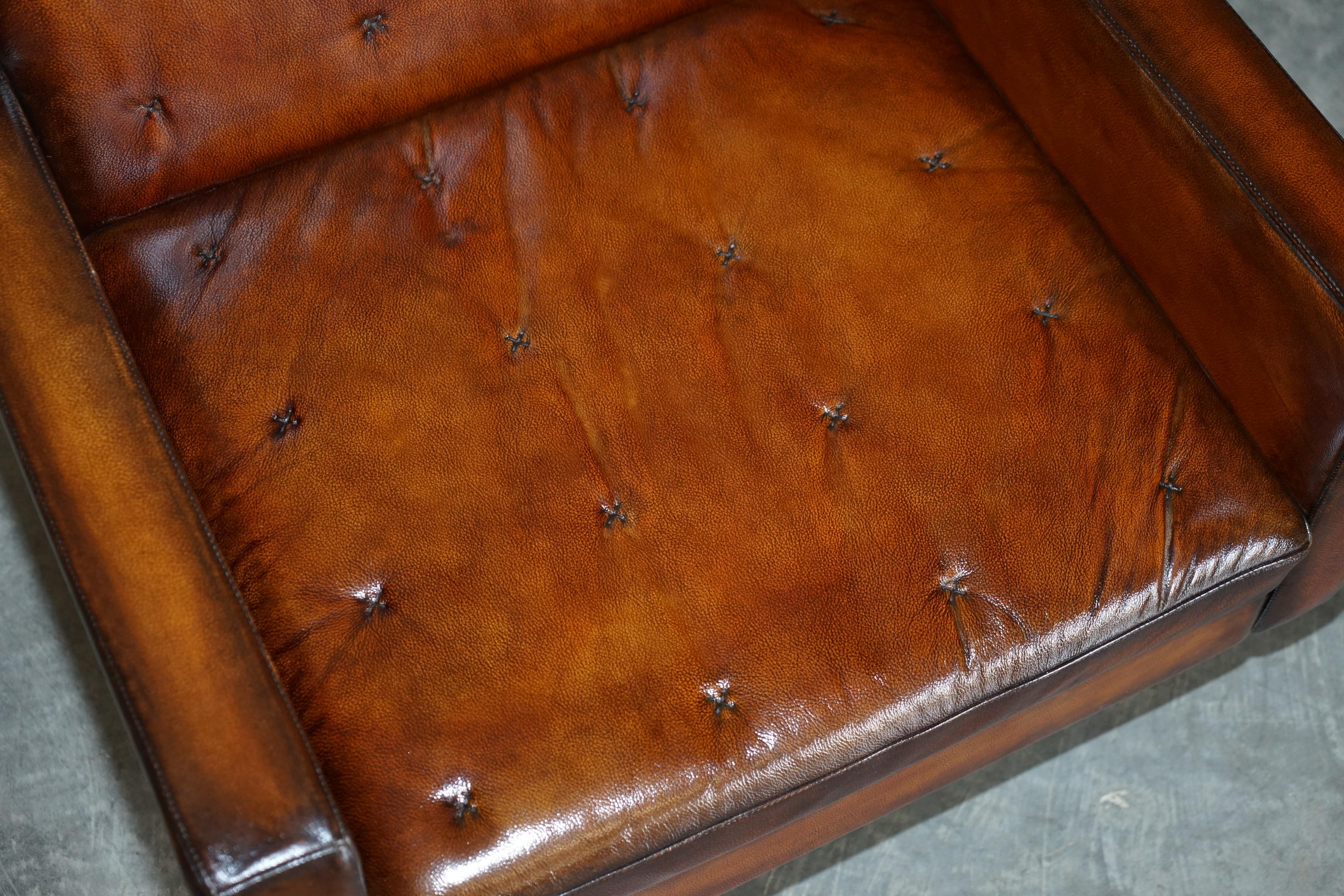 Fine Pair of One of a Kind Poltrona Frau Kennedee Brown Leather Swivel Armchairs 1