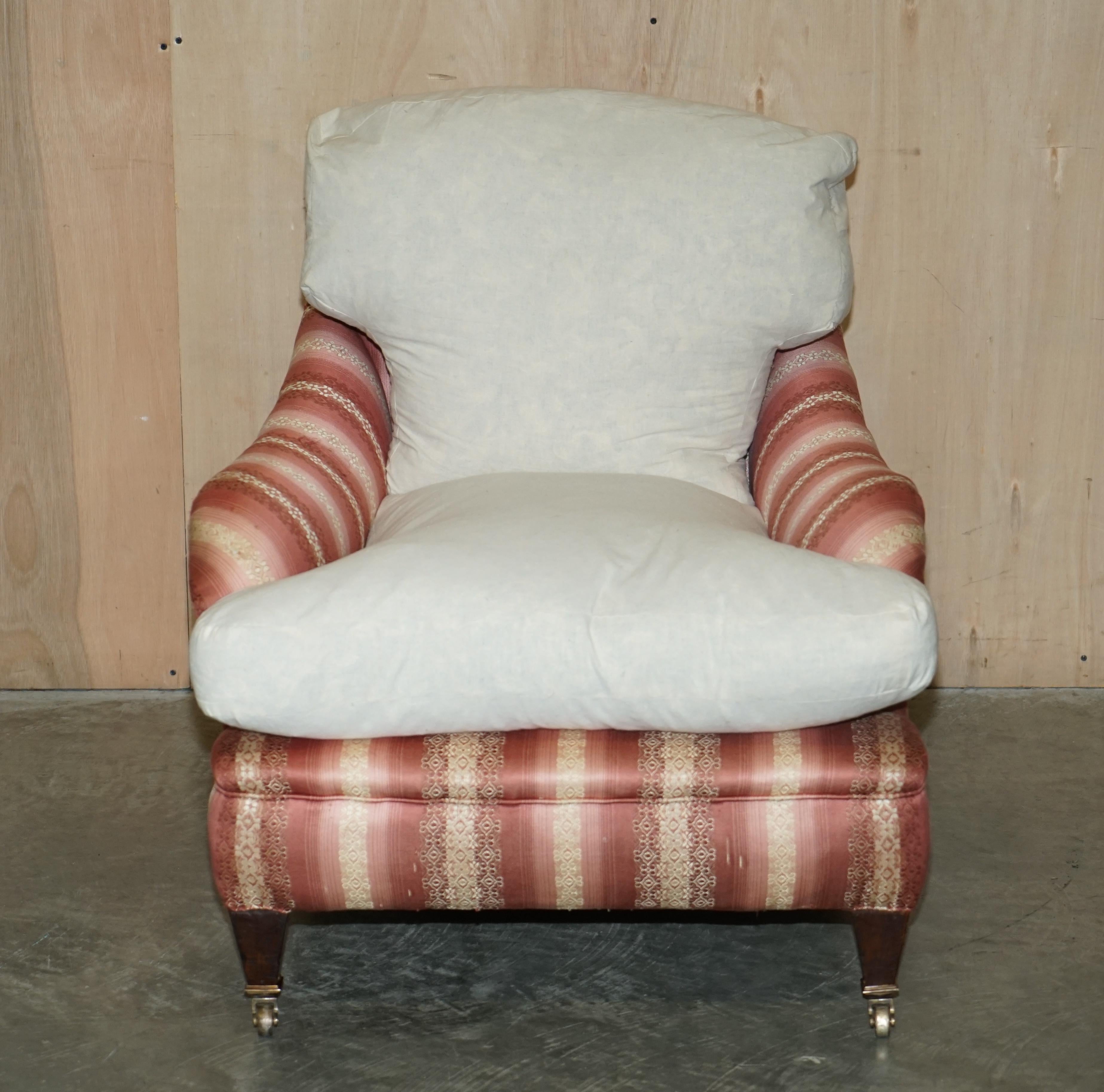 Late 19th Century Fine Pair of Original Antique Victorian Howard & Son's Fully Stamped Armchairs