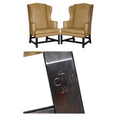 COPPIA DI POLTRONE ORIGINALI COLONIAL WILLIAMSBURG 4 CW XX STAMPED WINGBACK