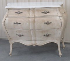 Fine Pair of Painted Swedish Style Bombe Commodes Dressers Nightstands