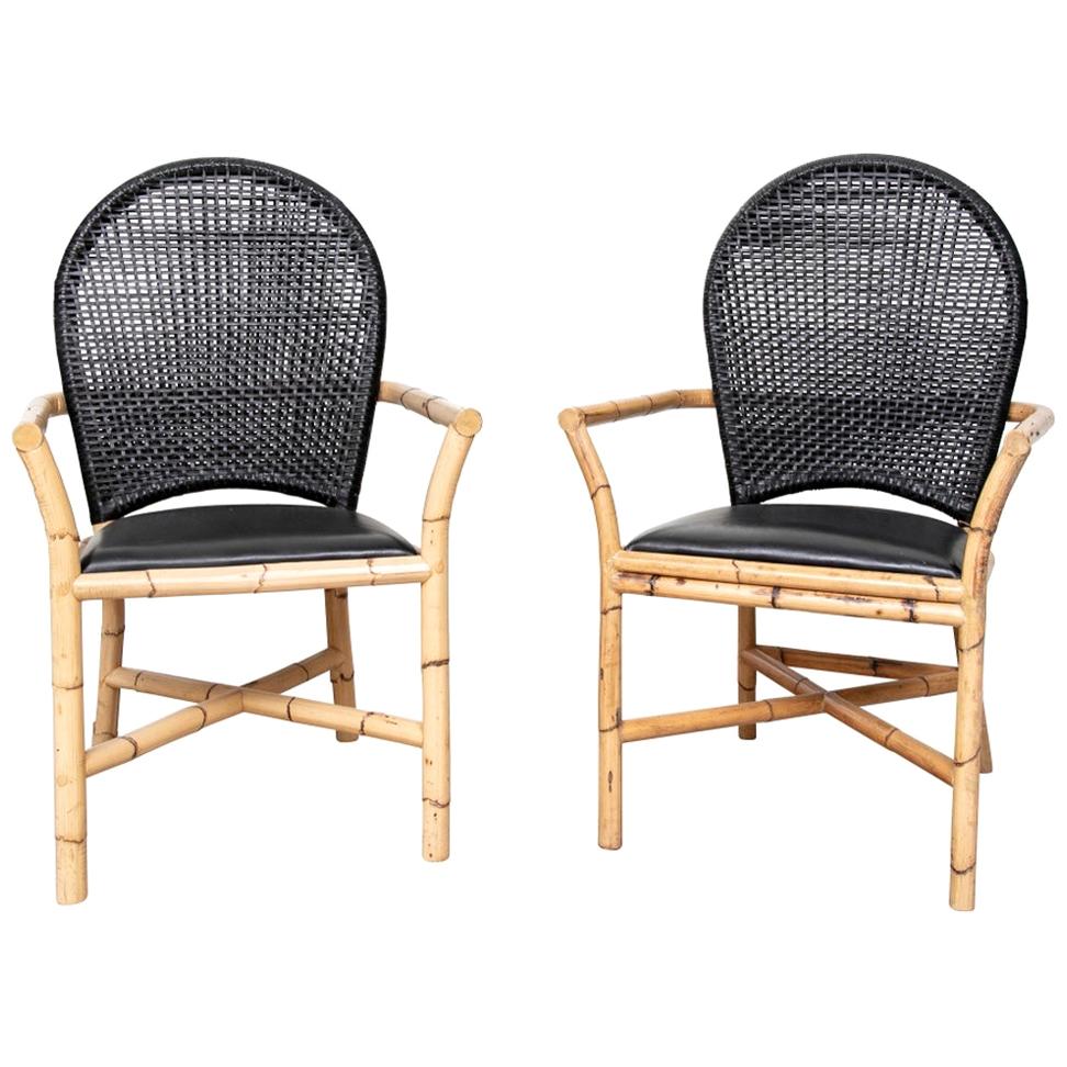 Fine Pair of Quality Rattan Armchairs