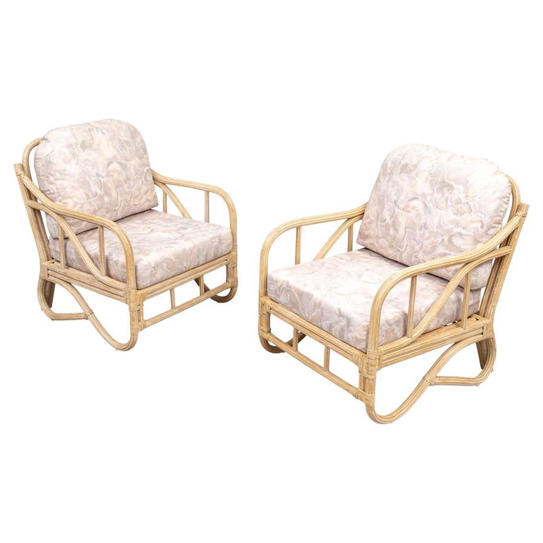 Fine Pair of Rattan Lounge Chairs For Sale at 1stDibs