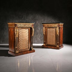 Fine Pair of Regency Brass Inlaid Side Cabinets attributed to Louis Constantin