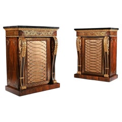 Fine Pair of Regency Brass Inlaid Side Cabinets attributed to Louis Constantin