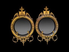 Fine Pair of Regency Convex Mirrors, English, circa 1820