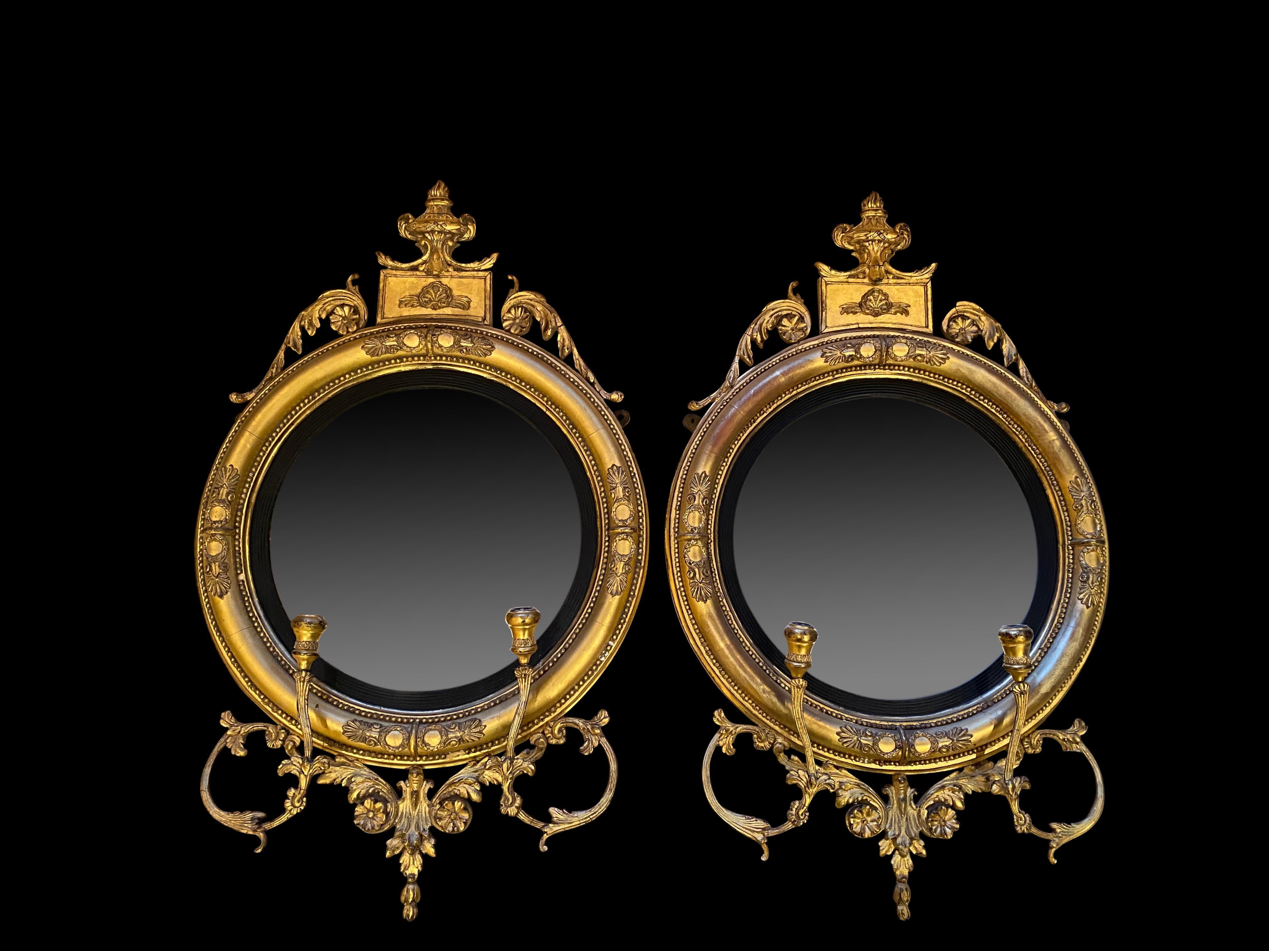 Fine Pair of Regency Convex Mirrors, English, circa 1820 In Good Condition For Sale In London, GB