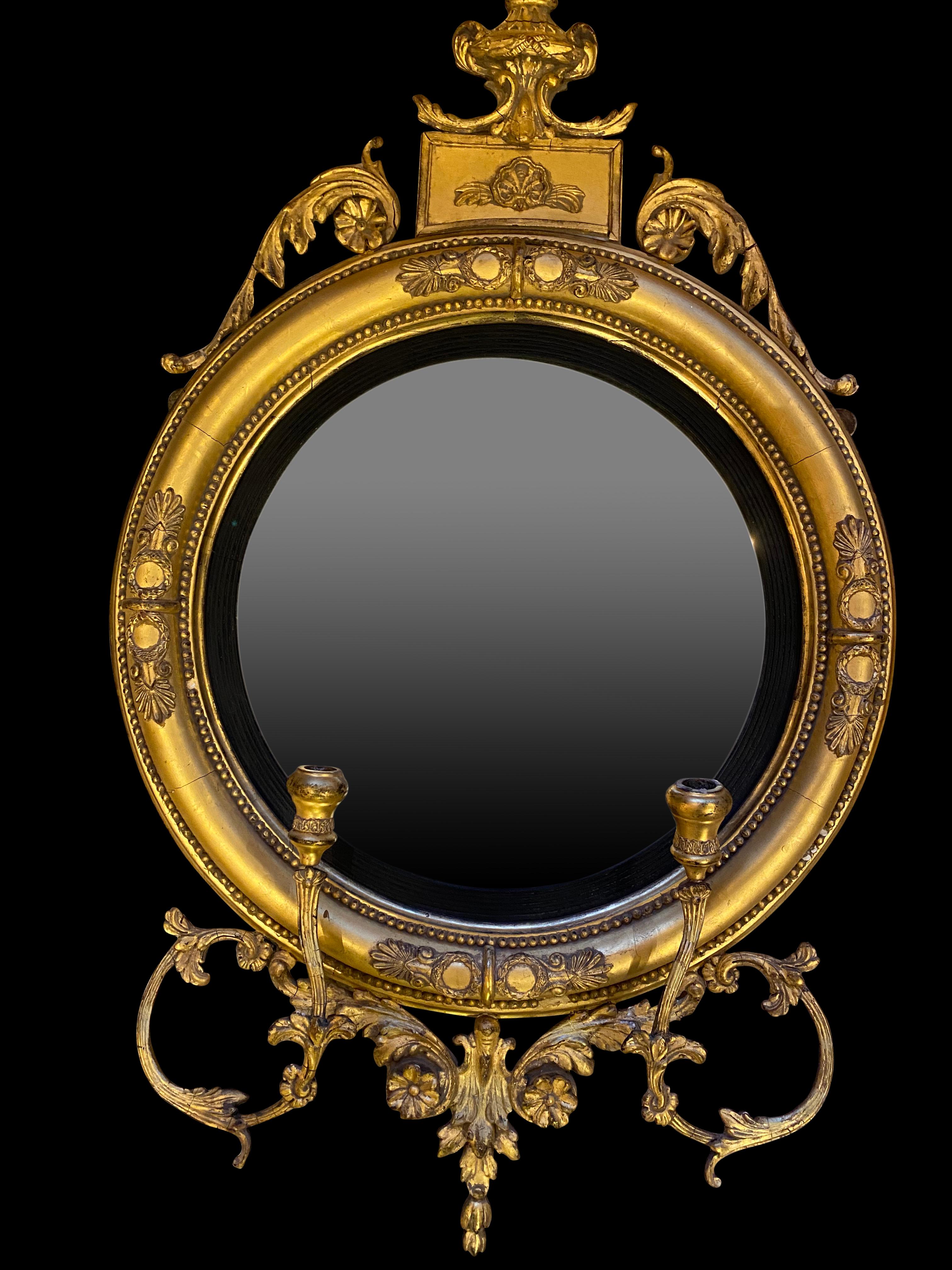 Fine Pair of Regency Convex Mirrors, English, circa 1820 For Sale 1