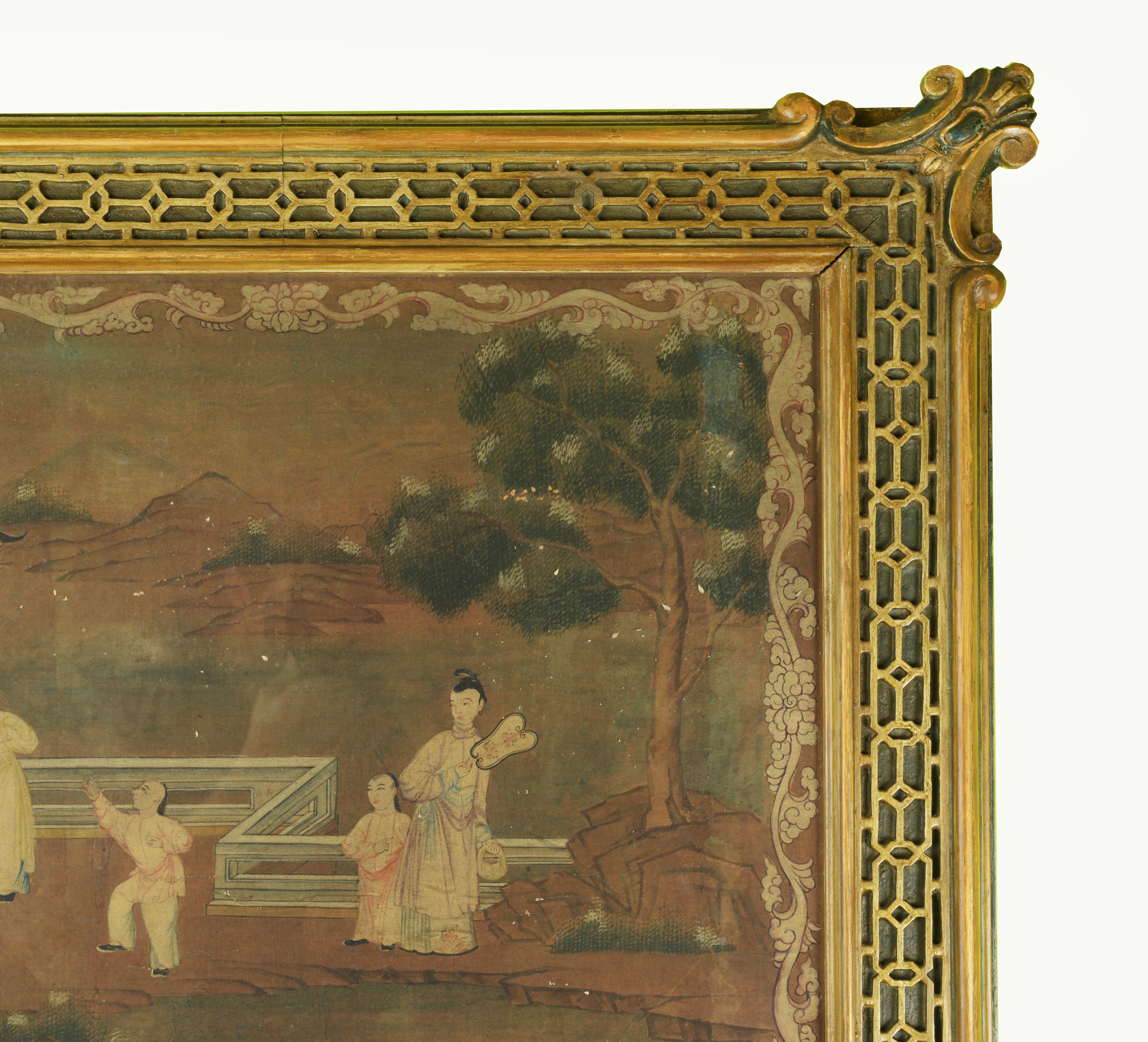Paire de miroirs d'embarcadère dorés et peints de style Régence, dans le style du Brighton Pavilion en vente 1