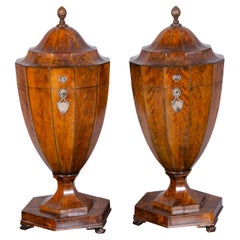 Paar Regency-Mahagoni-Messer-Urnen, Paar