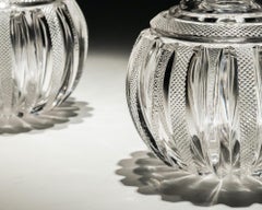 Fine Pair of Regency Pillar and File Cut Glass Scent Bottles