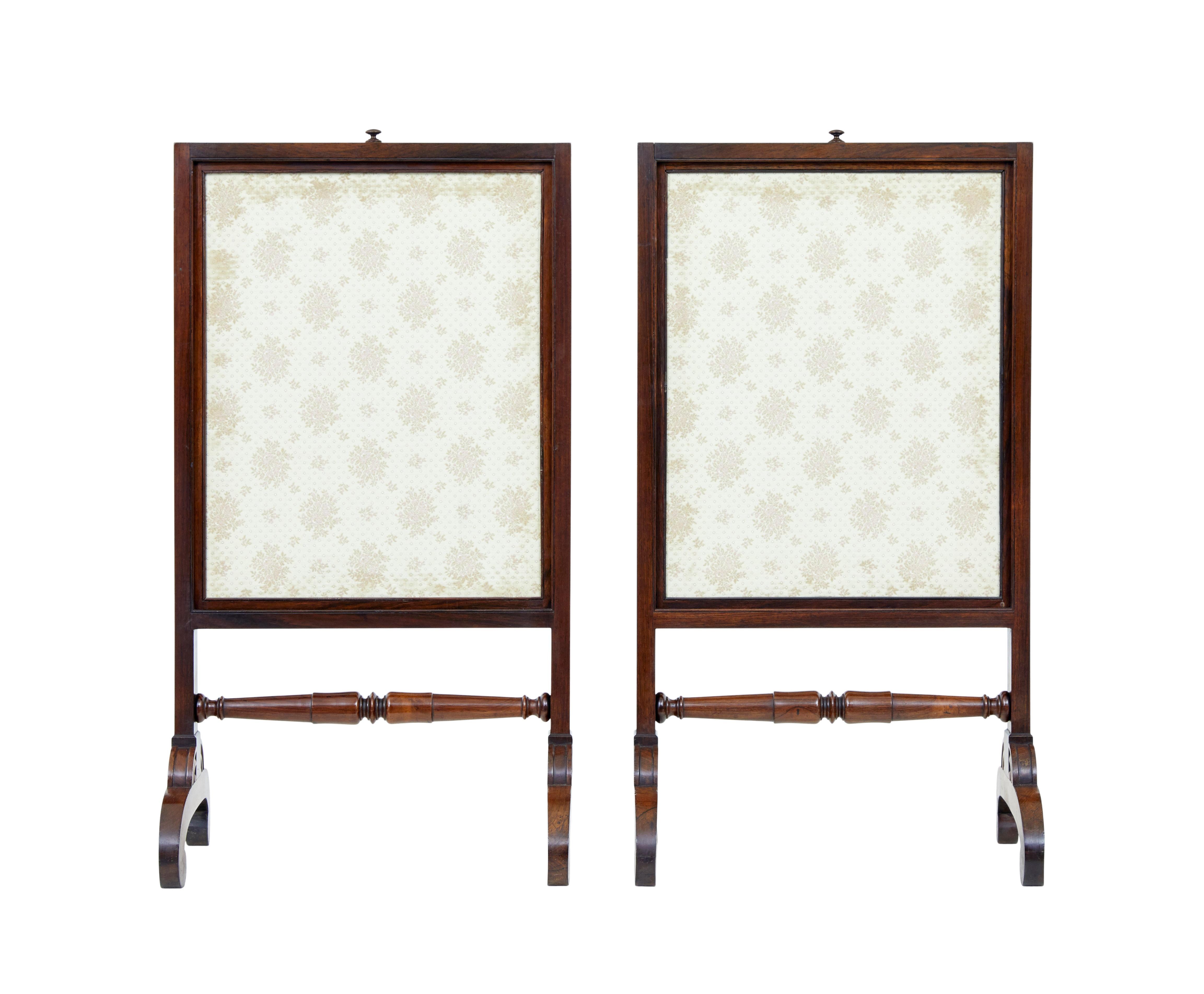 19th Century Fine pair of Regency tapestry fire screens For Sale
