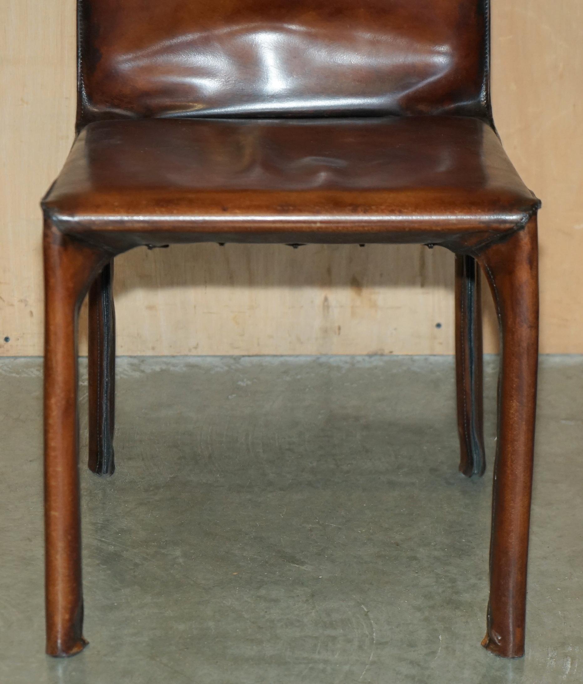 FINE PAIRE DE CHAISES DE DINING MARIO BELLINI FOR MATTEO GRASSI CAB 412 RESTORED 1977 en vente 3