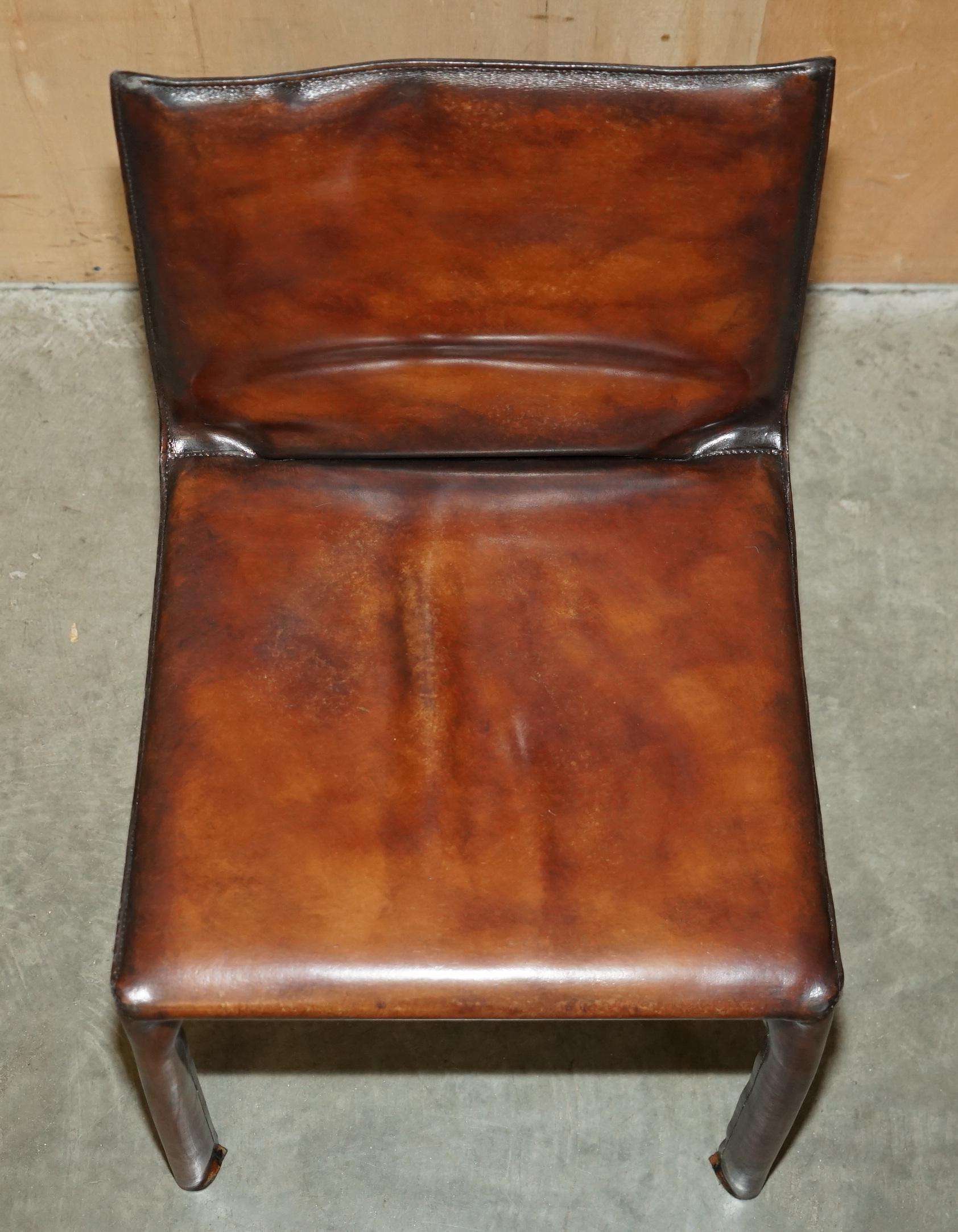 Cuir FINE PAIRE DE CHAISES DE DINING MARIO BELLINI FOR MATTEO GRASSI CAB 412 RESTORED 1977 en vente