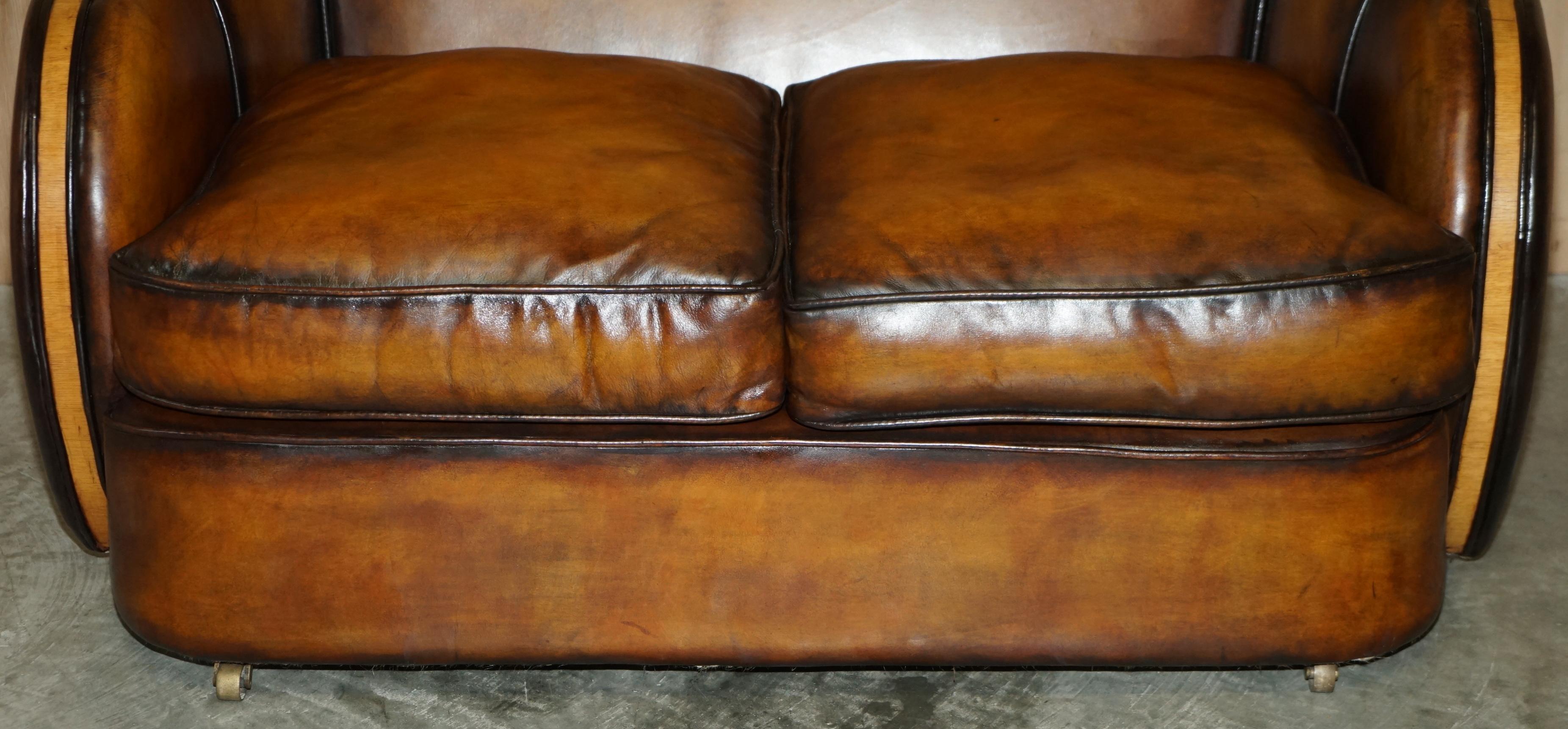 Fine Pair of Restored Art Deco Harry and Lou Epstein Hand Dyed Brown