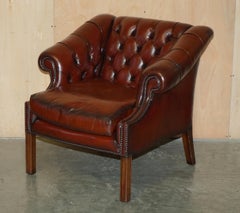 FINE PAIR OF RESTORED CHESTERFIELD LUTYENS VICEROY BROWN LEATHER CLUB ARMCHAIRs