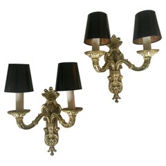 Fine Pair of Ritz Gilt Bronze Louis XIV Sconces by Maison Delisle, France