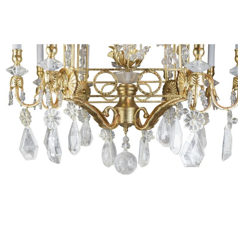 20th Century Fine Pair of Rock Crystal Cage-Formed Chandelier  For Sale