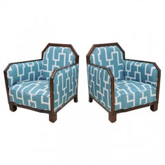 Fine Pair of Rosewood Art Deco Club Chairs, France, Paul Follot