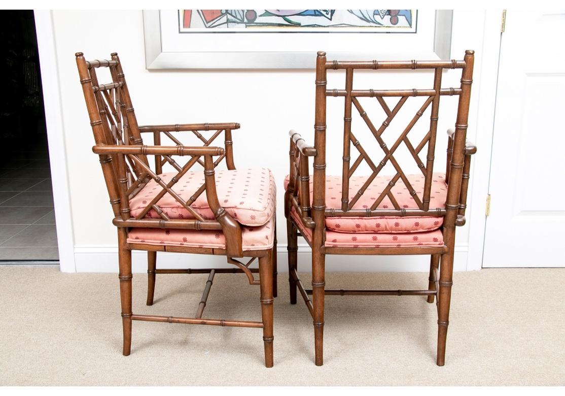 20th Century Fine Pair of Scully & Scully Faux Bamboo Arm Chairs