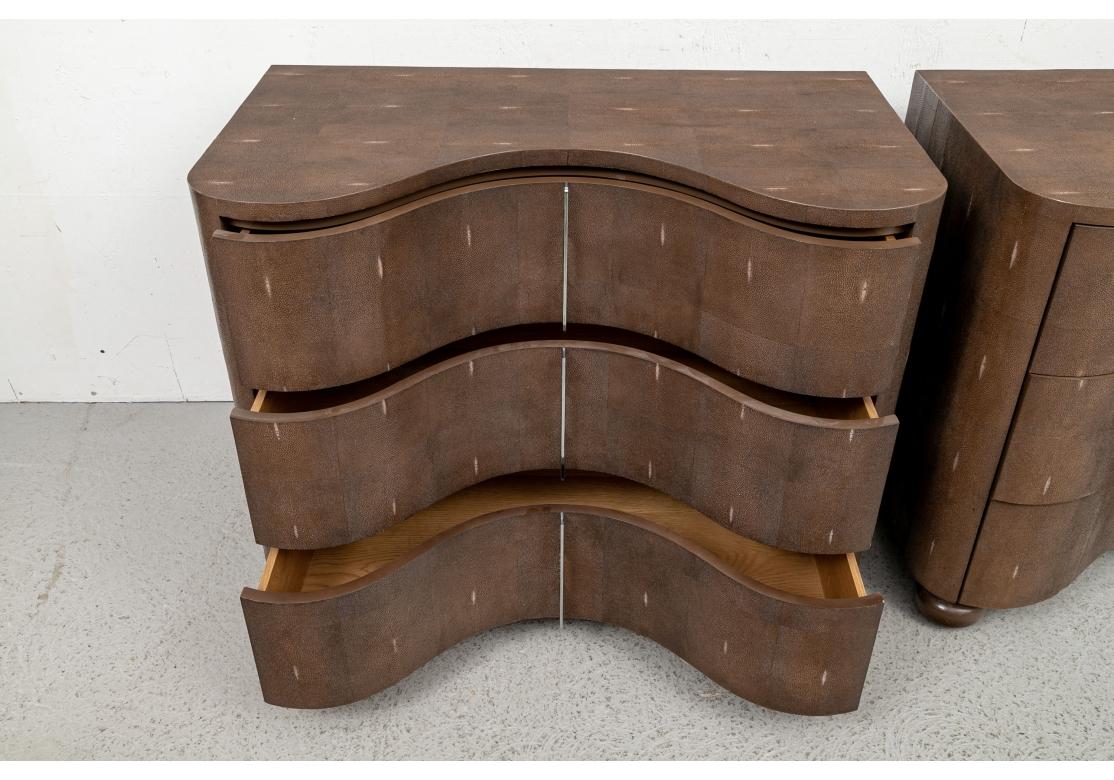 Fine Pair of Serpentine Faux Shagreen Chests 4