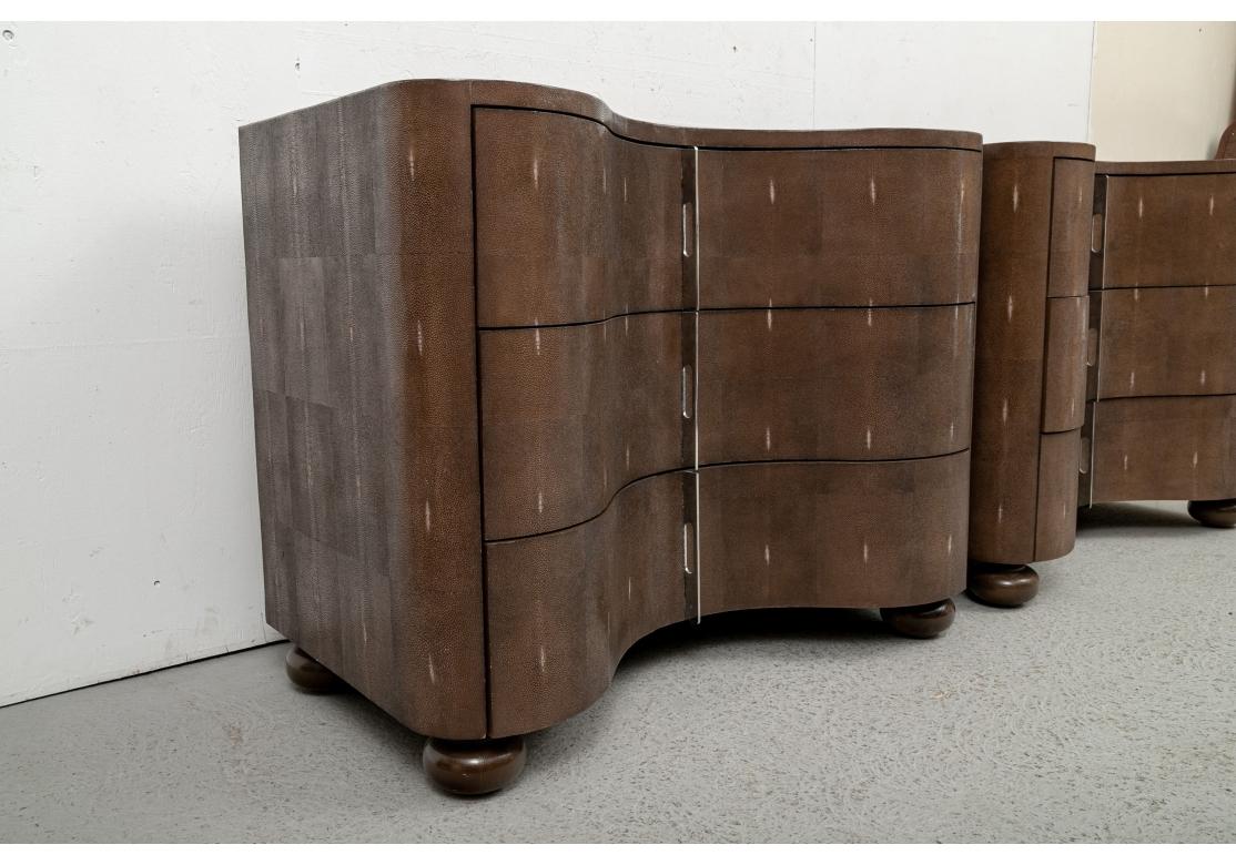 20th Century Fine Pair of Serpentine Faux Shagreen Chests For Sale