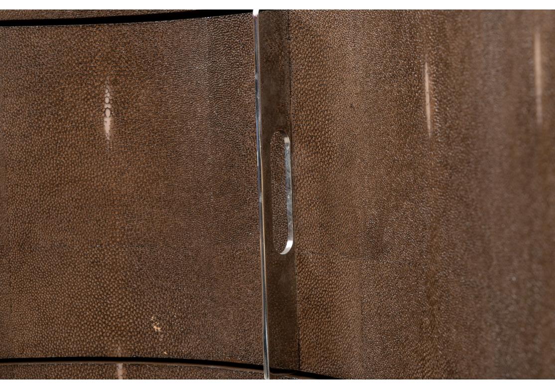 Wood Fine Pair of Serpentine Faux Shagreen Chests
