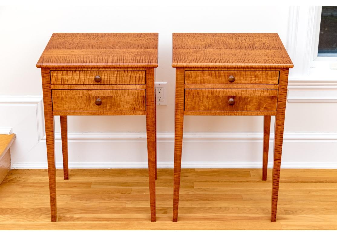 Fine Pair Of Shaker Style Tiger Maple End Tables By Ian Ingersoll For Sale 5