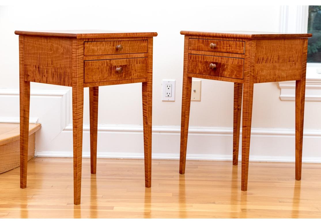 Fine Pair Of Shaker Style Tiger Maple End Tables By Ian Ingersoll For Sale 6