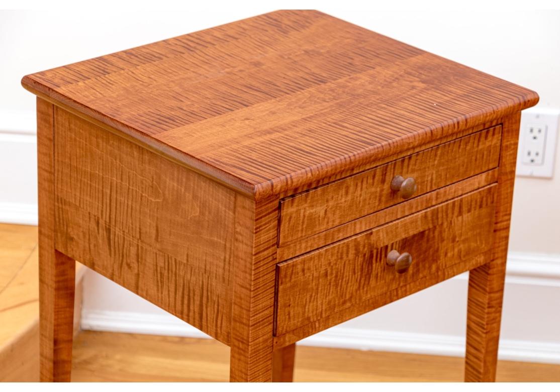American Fine Pair Of Shaker Style Tiger Maple End Tables By Ian Ingersoll For Sale