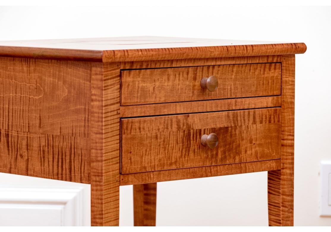 Fine Pair Of Shaker Style Tiger Maple End Tables By Ian Ingersoll For Sale 1