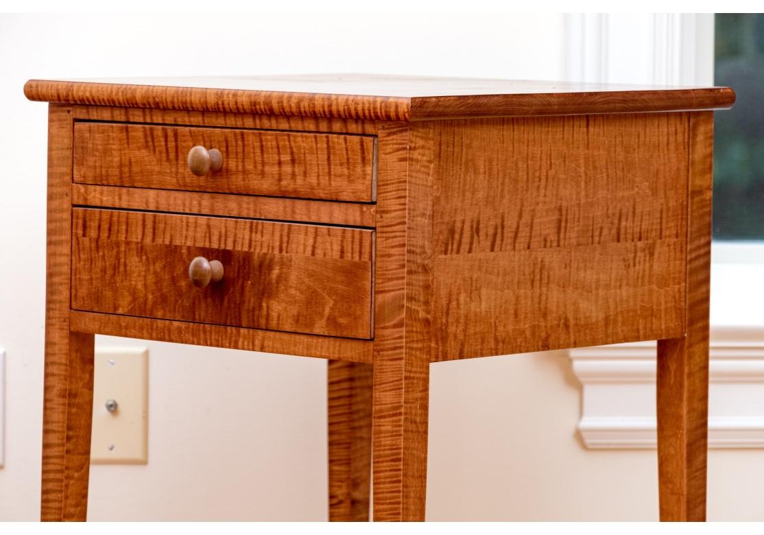 Fine Pair Of Shaker Style Tiger Maple End Tables By Ian Ingersoll For Sale 2