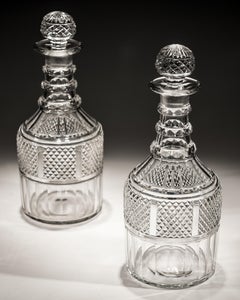 Fine Pair of Slice and Diamond Cut Regency Decanters