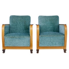 Vintage Fine pair of Swedish elm and birch armchairs